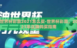 世界杯彩票2021怎么买-世界杯彩票，2021年正确购买指南