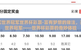 买世界冠军世界杯彩票-富有梦想的赌注，买世界冠军——世界杯彩票的奇妙体验