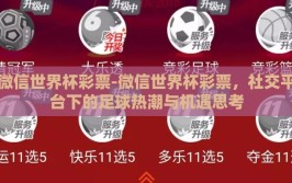 微信世界杯彩票-微信世界杯彩票，社交平台下的足球热潮与机遇思考