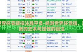 世界杯竞猜投注胜平负-畅游世界杯竞猜，决策的艺术与理性的投注