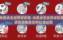 央视点名世界杯彩票-央视点名世界杯彩票，透视现象背后的社会议题