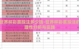 世界杯彩票投注多少钱-世界杯彩票投注的理性分析与实践