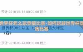 世界杯怎么玩竞猜比赛-如何玩转世界杯竞猜比赛