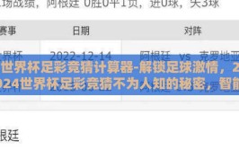 世界杯足彩竞猜计算器-解锁足球激情，2024世界杯足彩竞猜不为人知的秘密，智能计算器的力量