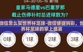 微信怎么买世界杯足球-微信便捷购彩，世界杯足球的掌上盛宴
