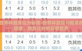 世界杯胜负比分彩票-世界杯激情与概率的碰撞，胜负比分的彩票世界