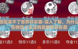 微信买不了世界杯彩票-深入了解，为什么在微信上无法购买世界杯彩票