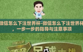 微信怎么下注世界杯-微信怎么下注世界杯，一步一步的指导与注意事项