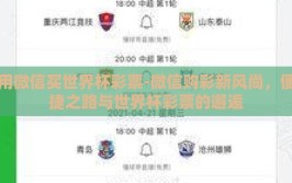 用微信买世界杯彩票-微信购彩新风尚，便捷之路与世界杯彩票的邂逅