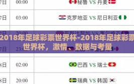 2018年足球彩票世界杯-2018年足球彩票世界杯，激情、数据与考量
