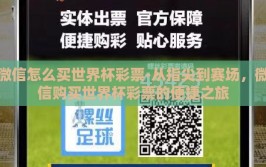 微信怎么买世界杯彩票-从指尖到赛场，微信购买世界杯彩票的便捷之旅