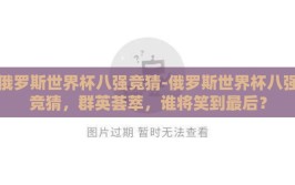 俄罗斯世界杯八强竞猜-俄罗斯世界杯八强竞猜，群英荟萃，谁将笑到最后？