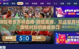 微信看世界杯直播-微信直播，见证世界杯激情时刻的便捷窗口