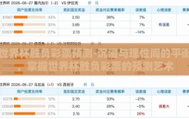 世界杯胜负彩票预测-沉浸与理性间的平衡，掌握世界杯胜负彩票的预测艺术