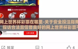 网上世界杯彩票在哪里-关于安全投注指南，探访合法且信誉良好的网上世界杯彩票平台的讨论