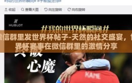 微信群里发世界杯帖子-天然的社交盛宴，世界杯赛事在微信群里的激情分享