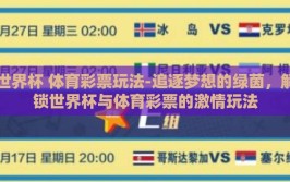 世界杯 体育彩票玩法-追逐梦想的绿茵，解锁世界杯与体育彩票的激情玩法