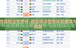 微信投注世界杯-微信投注世界杯的便捷与风险