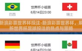 新浪彩票世界杯投注-新浪彩票世界杯，解析世界杯足球投注的热点与策略