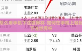 怎么用手机下注世界杯-如何在手机上轻松下注世界杯
