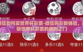 微信如何买世界杯彩票-微信购彩新体验，解锁世界杯彩票的便利之门
