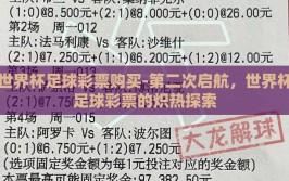 世界杯足球彩票购买-第二次启航，世界杯足球彩票的炽热探索