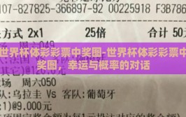世界杯体彩彩票中奖图-世界杯体彩彩票中奖图，幸运与概率的对话