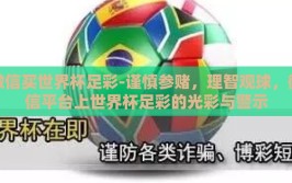微信买世界杯足彩-谨慎参赌，理智观球，微信平台上世界杯足彩的光彩与警示