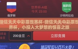微信天天中彩票世界杯-微信天天中彩票世界杯，小投入大梦想的惊喜之旅