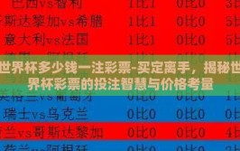 世界杯多少钱一注彩票-买定离手，揭秘世界杯彩票的投注智慧与价格考量
