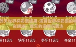 昨天世界杯彩票结果-演绎世界杯彩票的精彩瞬间，昨天的激情与悬念