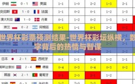 世界杯彩票预测结果-世界杯彩坛纵横，数字背后的热情与智谋