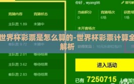 世界杯彩票是怎么算的-世界杯彩票计算全解析