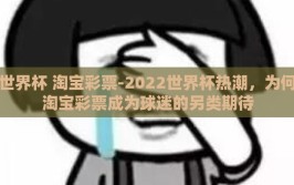 世界杯 淘宝彩票-2022世界杯热潮，为何淘宝彩票成为球迷的另类期待