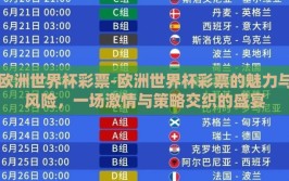 欧洲世界杯彩票-欧洲世界杯彩票的魅力与风险，一场激情与策略交织的盛宴