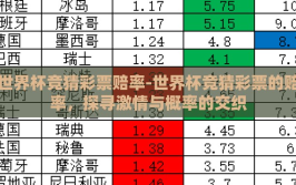 世界杯竞猜彩票赔率-世界杯竞猜彩票的赔率，探寻激情与概率的交织
