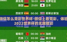 微信怎么竞彩世界杯-微信上看竞彩，体验2022世界杯的无限精彩