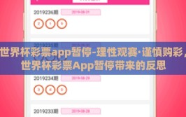 世界杯彩票app暂停-理性观赛·谨慎购彩，世界杯彩票App暂停带来的反思