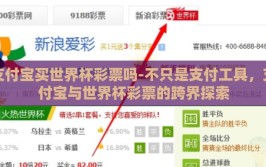 支付宝买世界杯彩票吗-不只是支付工具，支付宝与世界杯彩票的跨界探索