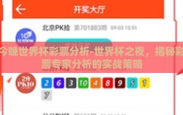 今晚世界杯彩票分析-世界杯之夜，揭秘彩票专家分析的实战策略
