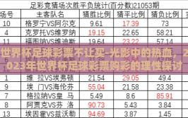 世界杯足球彩票不让买-光影中的热血，2023年世界杯足球彩票购彩的理性探讨