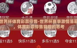 世界杯体育彩票停售-世界杯赛事激情落幕，体育彩票停售背后的思考