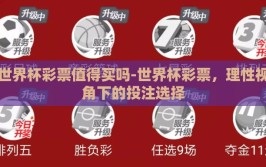 世界杯彩票值得买吗-世界杯彩票，理性视角下的投注选择