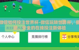 微信如何投注世界杯-微信玩转世界杯，便捷、安全的在线投注新体验