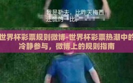 世界杯彩票规则微博-世界杯彩票热潮中的冷静参与，微博上的规则指南