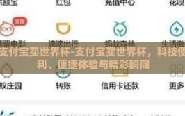 支付宝买世界杯-支付宝买世界杯，科技便利、便捷体验与精彩瞬间