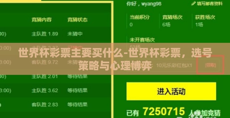 世界杯彩票主要买什么-世界杯彩票,选号策略与心理博弈 世界杯彩票主要买什么-世界杯彩票,选号策略与心理博弈