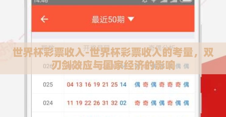 世界杯彩票收入-世界杯彩票收入的考量，双刃剑效应与国家经济的影响