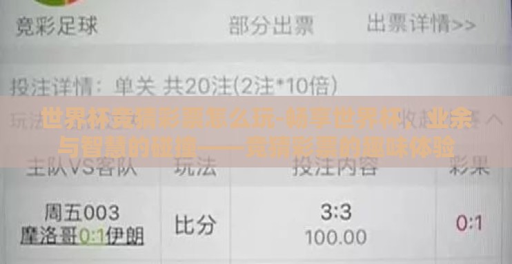 世界杯竞猜彩票怎么玩-畅享世界杯,业余与智慧的碰撞——竞猜彩票的趣味体验 世界杯竞猜彩票怎么玩-畅享世界杯,业余与智慧的碰撞——竞猜彩票的趣味体验