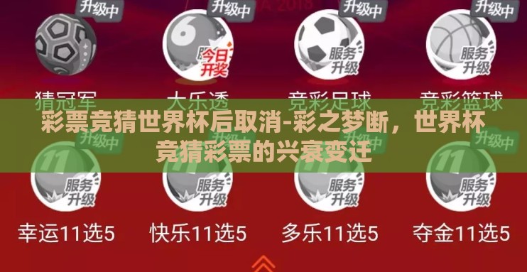 彩票竞猜世界杯后取消-彩之梦断，世界杯竞猜彩票的兴衰变迁